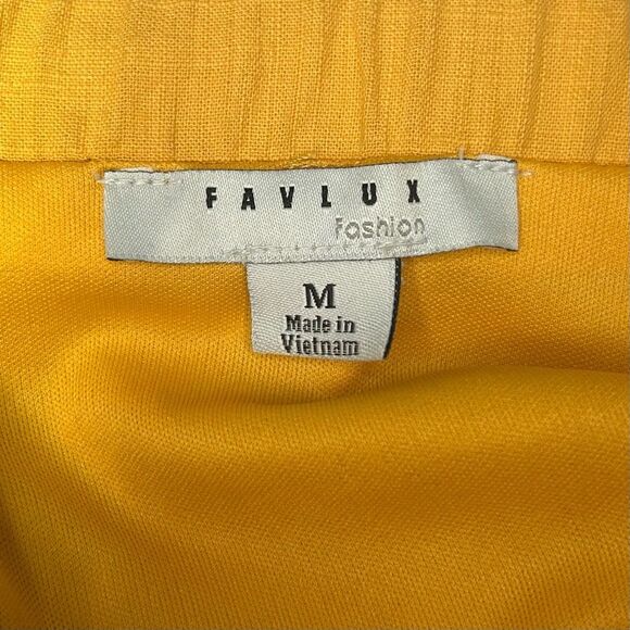 Favlux Fashion Mustard Yellow Strapless Jumpsuit Size M Tie Front One Piece - Picture 9 of 16
